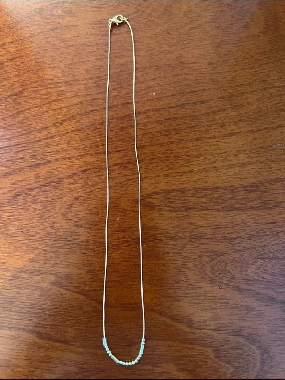 Gold Beaded Bar Necklace - Women Jewelry